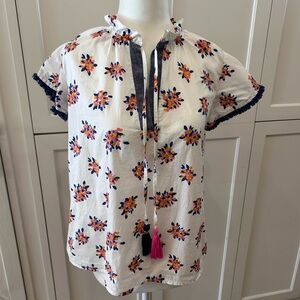 THML Floral Print Short Sleeve Blouse-XS